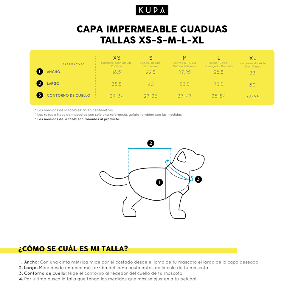 Capa impermeable para mascotas Guaduas Viajerxs Astrales